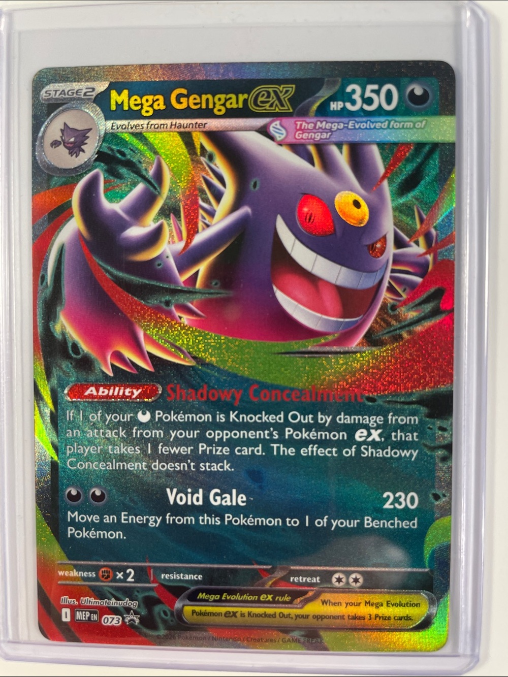 Pokemon Mega Gengar ex Holographic Card - Purple, Red, Yellow